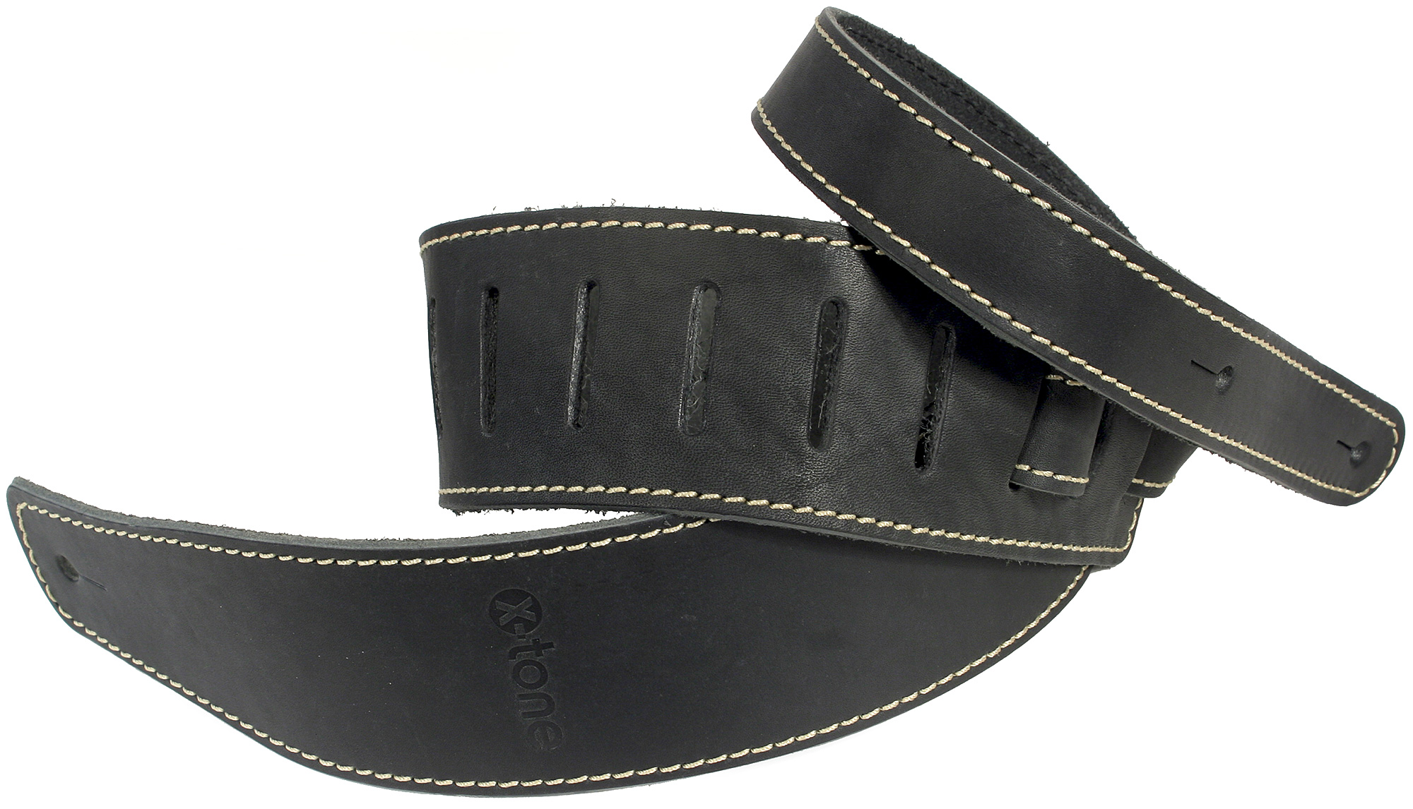 X-tone Xg 3153 Classic Leather Guitar Strap Cuir 6.5cm Black - Guitar strap - Variation 1