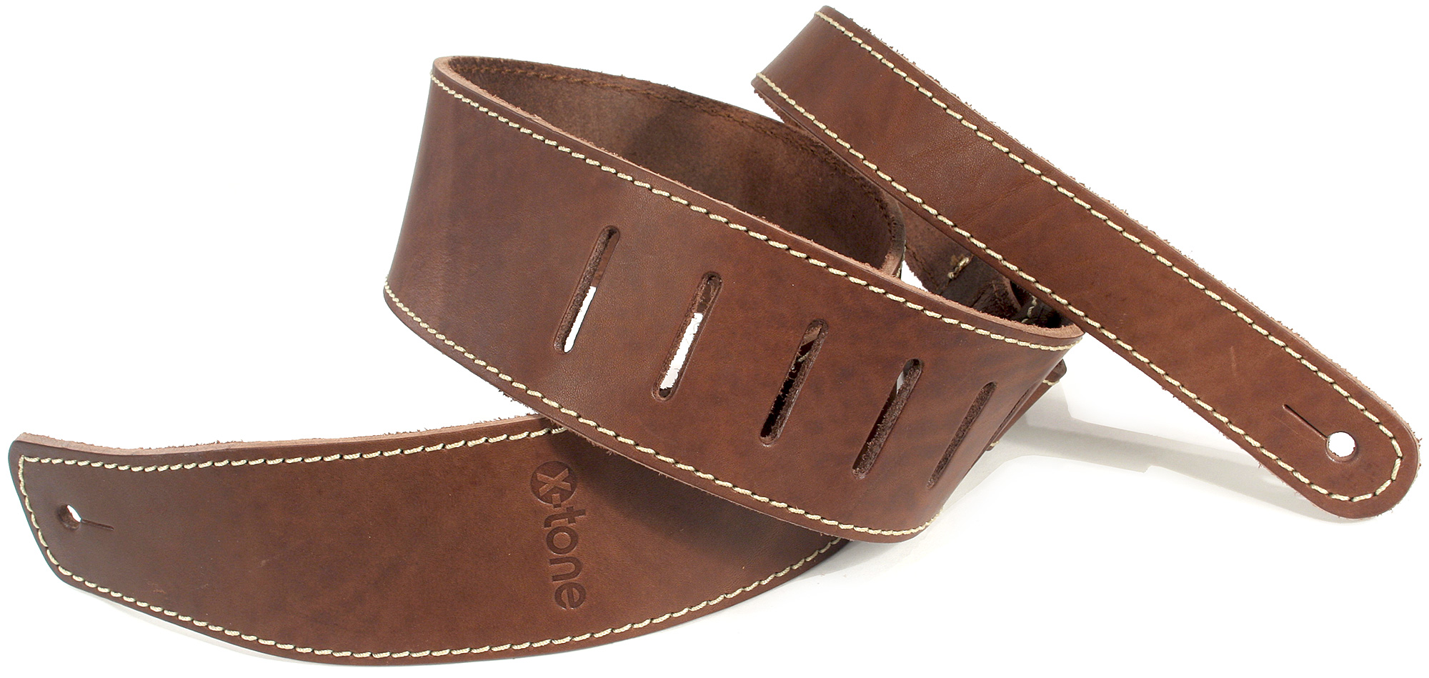 X-tone Xg 3151 Classic Leather Guitar Strap Cuir 6.5cm Brown - Guitar strap - Variation 1