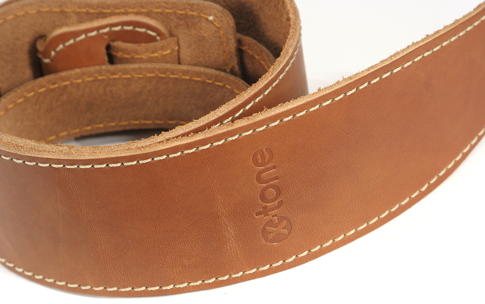 X-tone Xg 3150 Classic Leather Guitar Strap Cuir 6.5cm Brownstone Caramel - Guitar strap - Variation 2