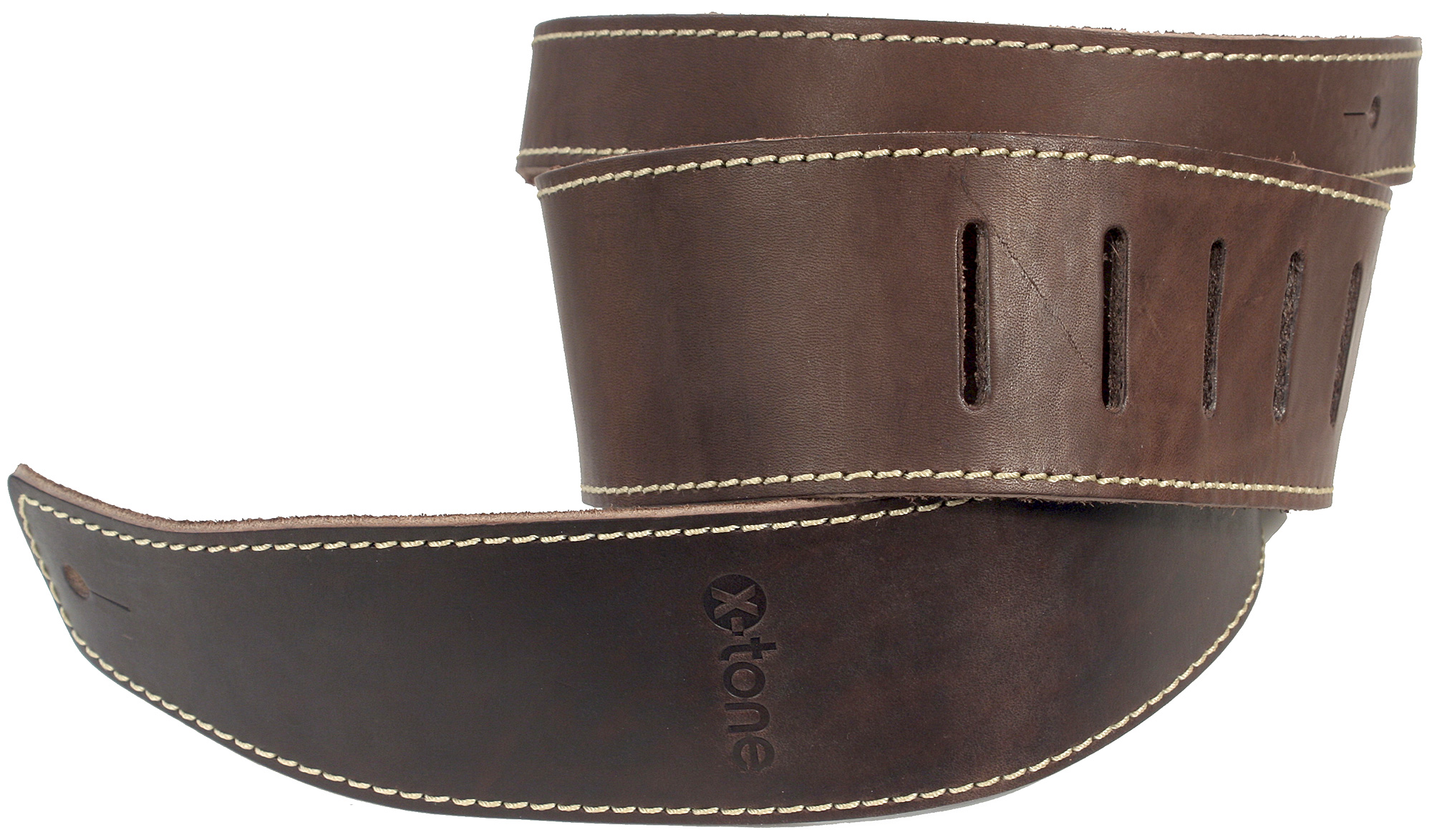 X-tone Xg 3152 Classic Leather Guitar Strap Cuir 6.5cm Dark Brown - Guitar strap - Variation 1