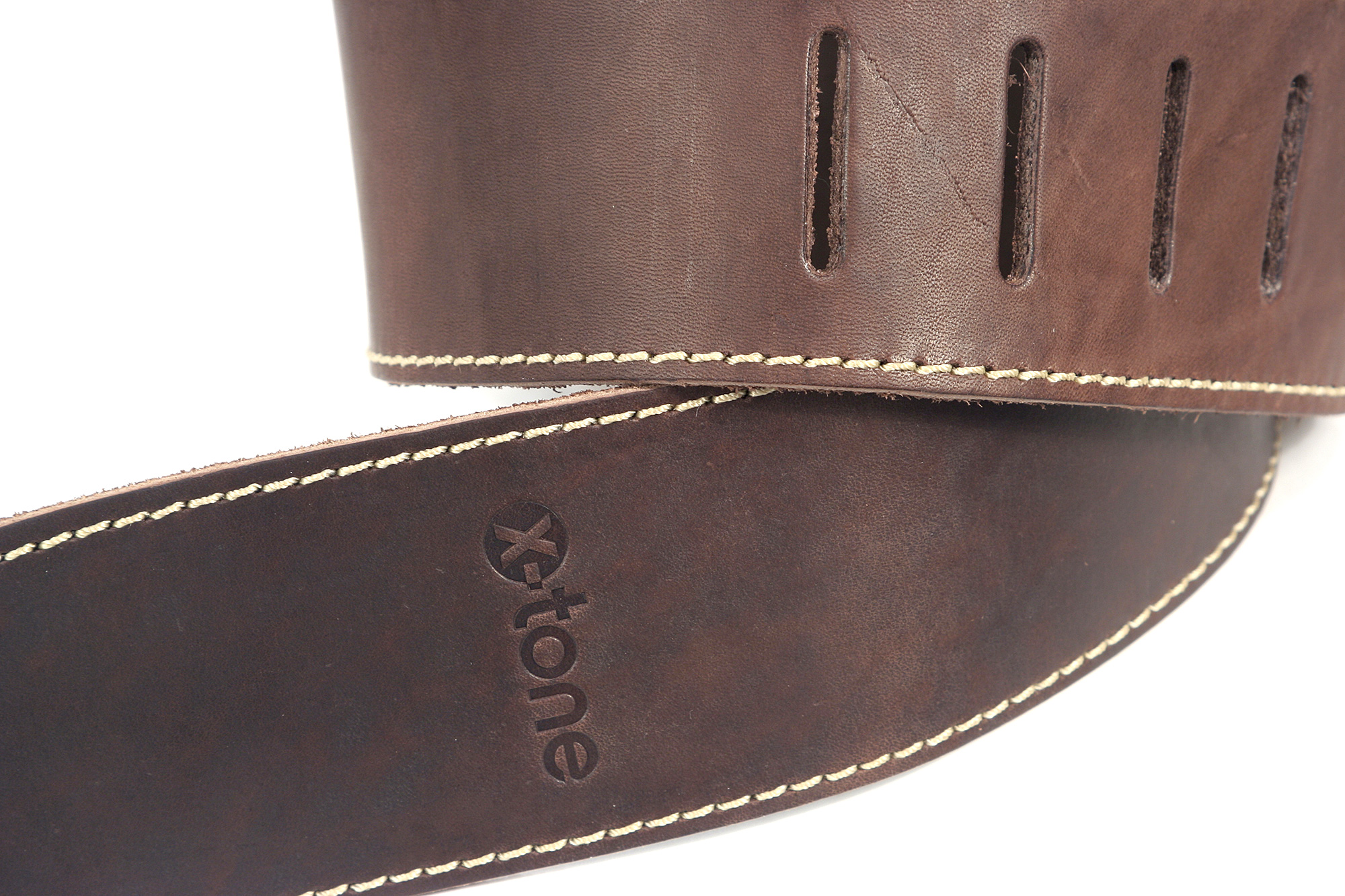 X-tone Xg 3152 Classic Leather Guitar Strap Cuir 6.5cm Dark Brown - Guitar strap - Variation 3