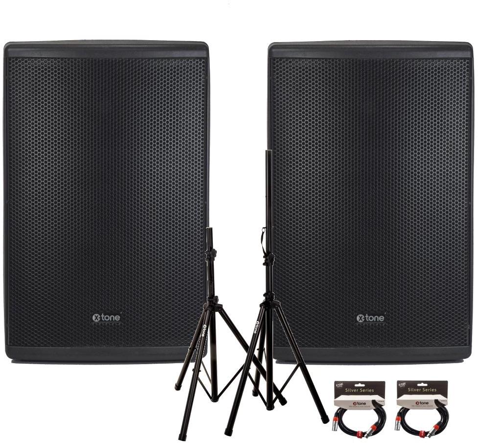 Complete pa system X-tone 2 x XTS-12 + 2 x X2001-3M + XH 6310 Pied Enceinte Paire