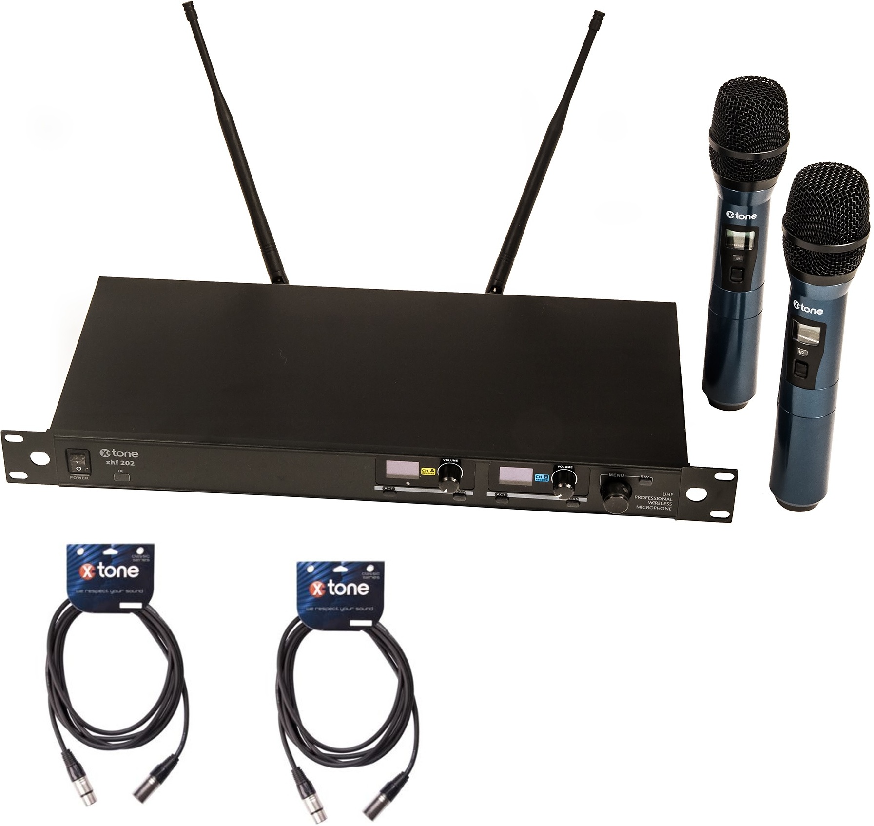 X-tone Pack 2 Micros Sans Fils + 2 Xlr Xlr 3 M - Wireless handheld microphone - Main picture