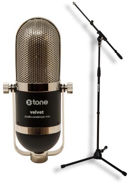 Microphone pack with stand X-tone Velvet + X-TONE xh 6001 Pied Micro Telescopique