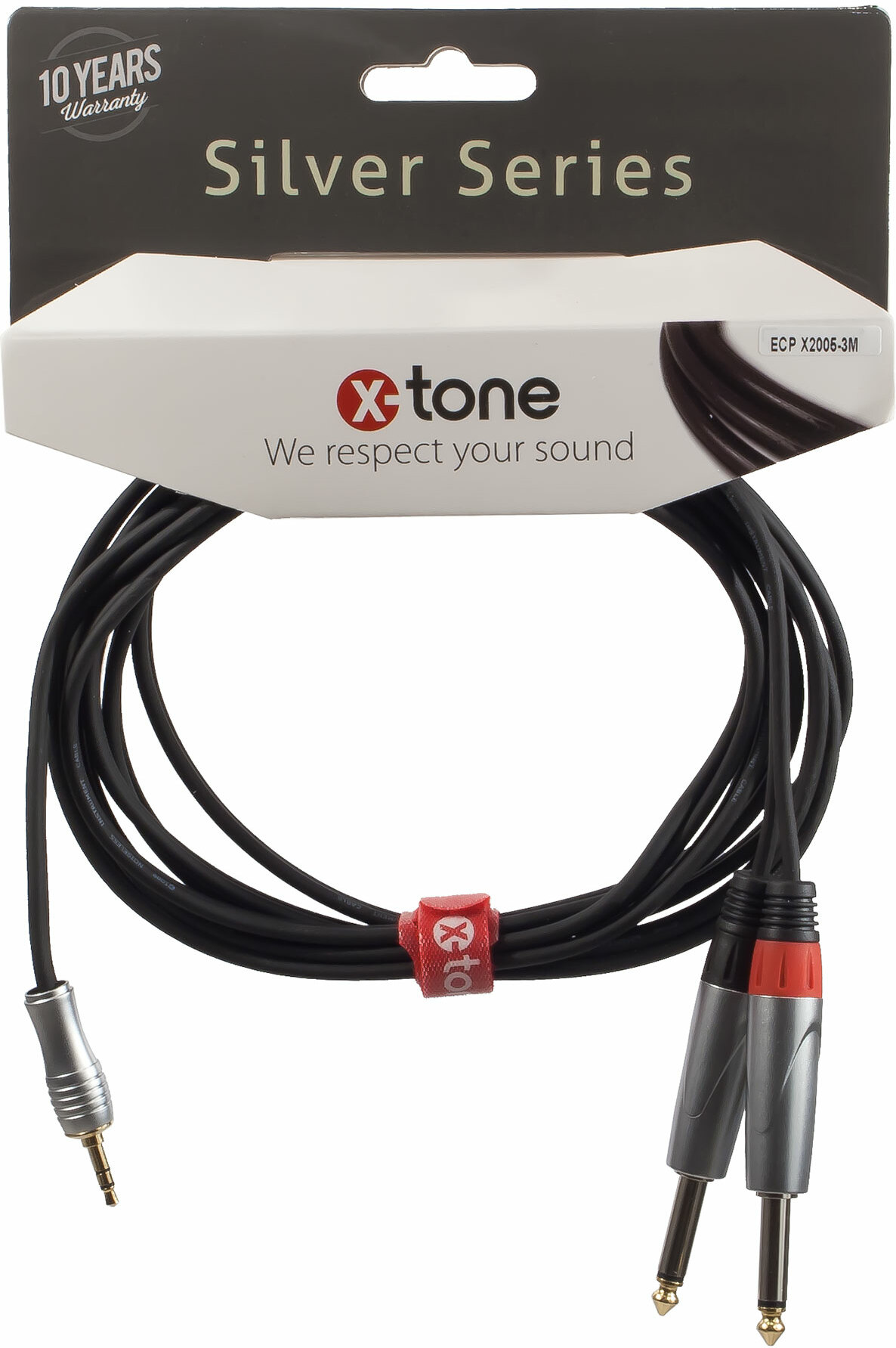 X-tone X2005-3m - Jack(m) 3,5 Stereo / 2 Jack(m) 6,35 Mono Silver Series - Cable - Main picture