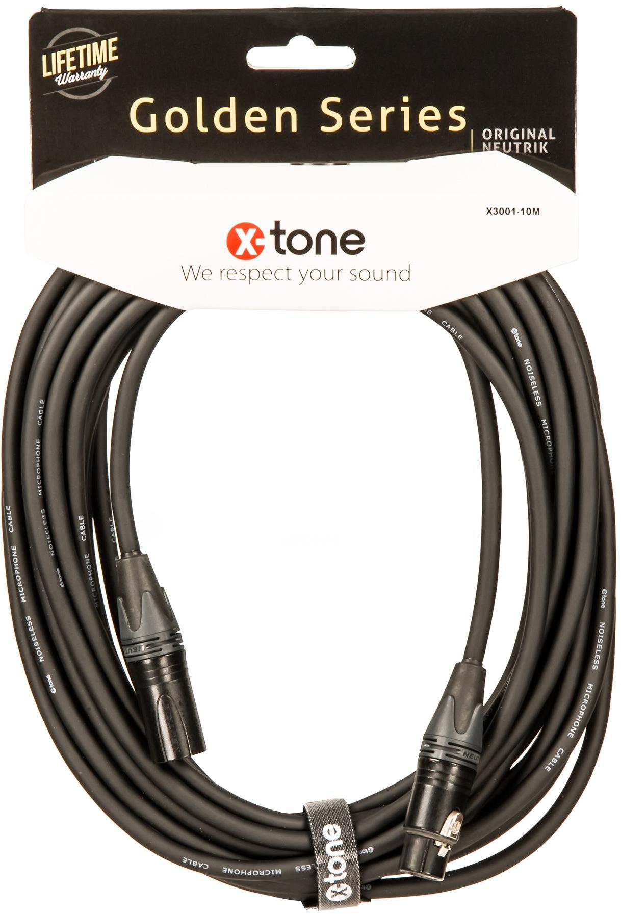 Cable X-tone X3001-10M - XLR(M) / XLR(F) Golden Series