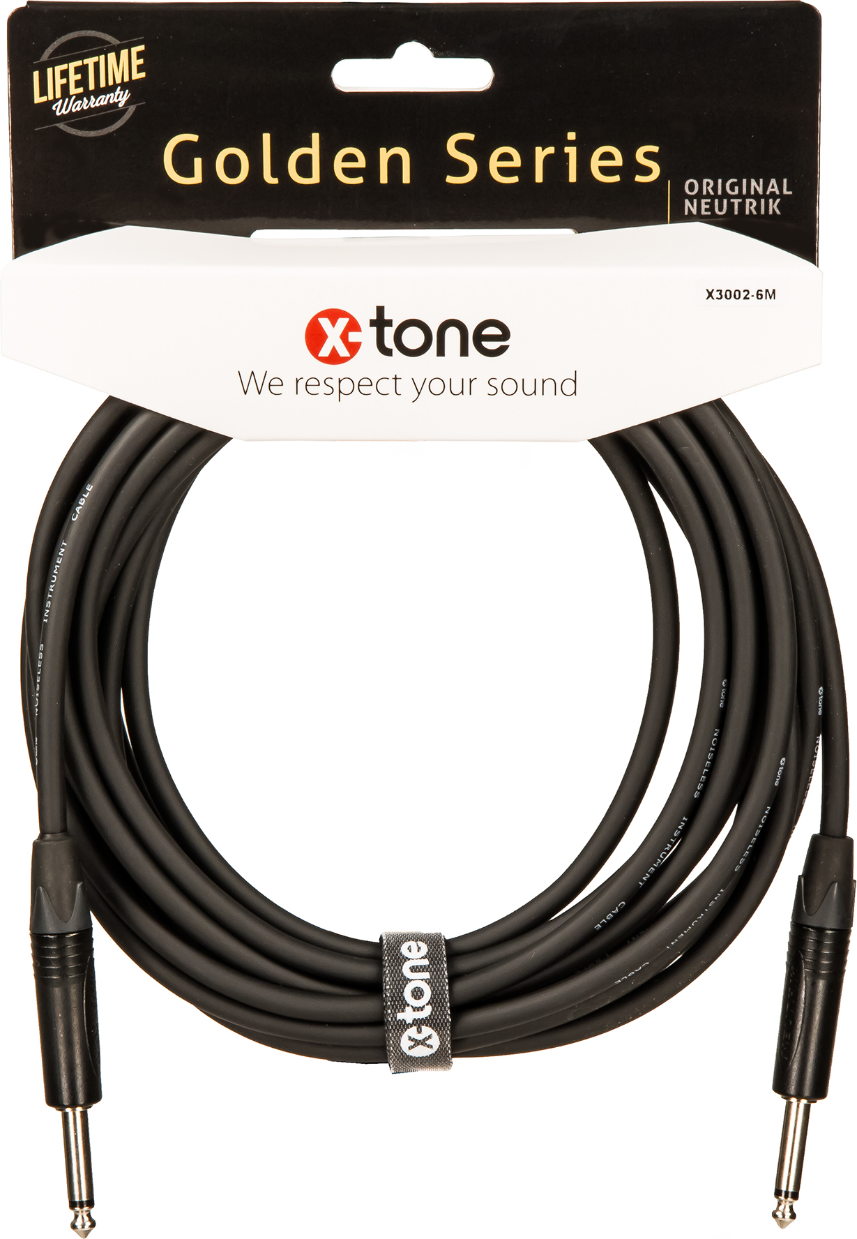 X-tone X3002-6m Instrument Cable Golden Series Neutrik Droit/droit 6m - Cable - Main picture