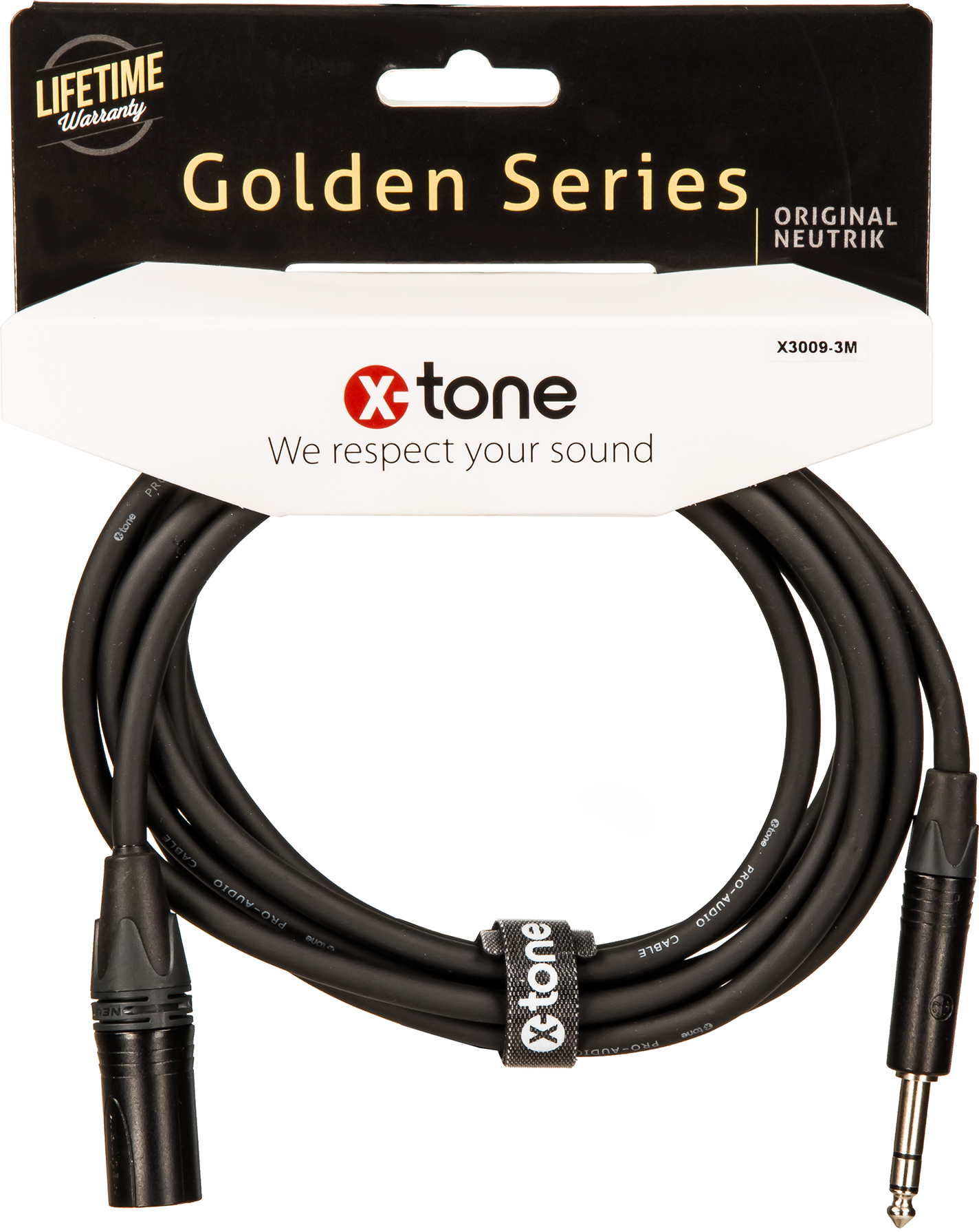 X-tone X3009-3m Cable Golden Series Neutrik Xlr(m) / Jack(m) 6,35 Trs - Cable - Main picture