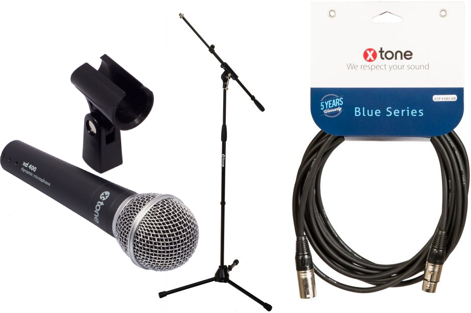X-tone Xd-400  + Xlr(m) / Xlr(f) 6m + Pied Perche Xh 6001 - Microphone pack with stand - Main picture