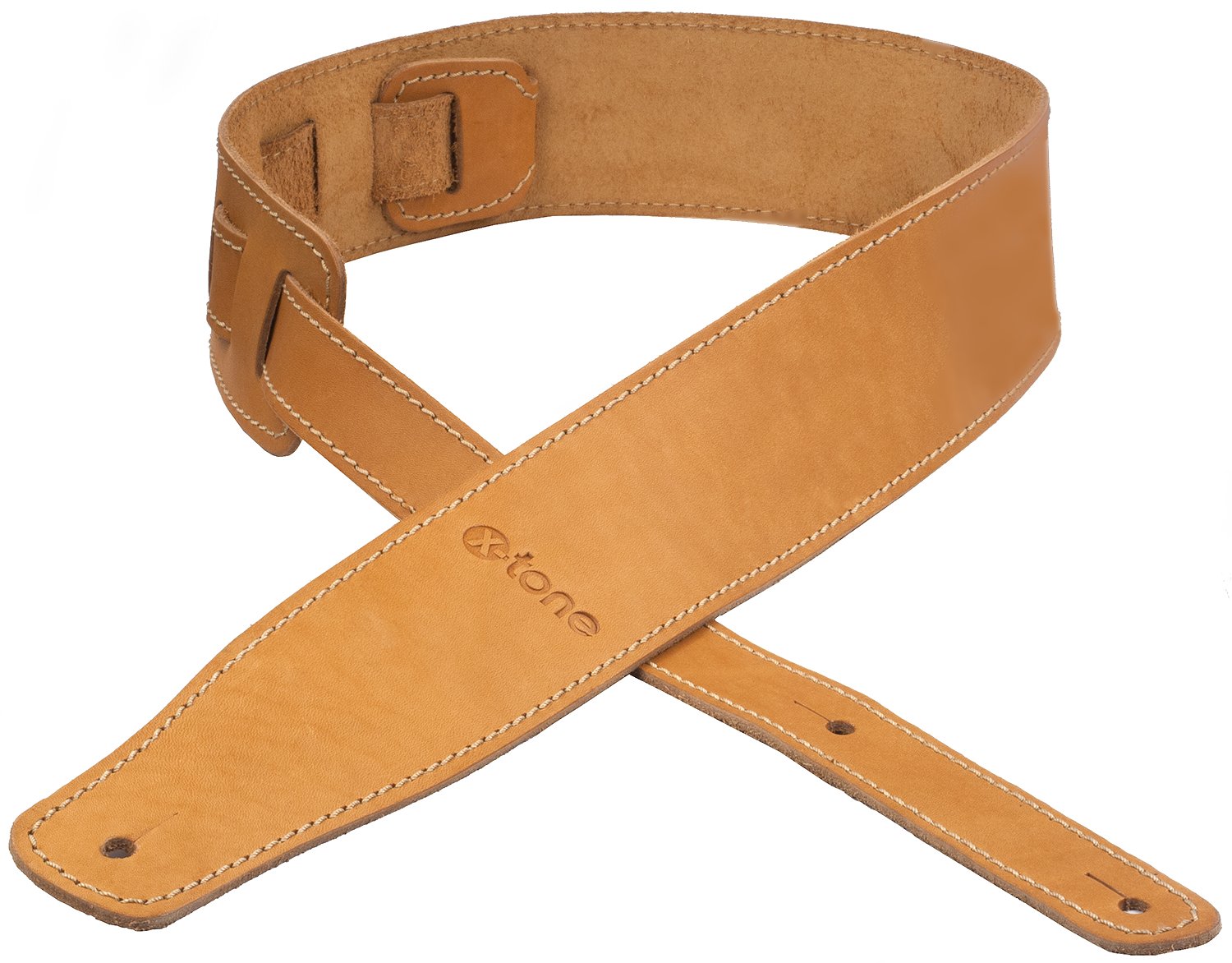 X-tone Xg 3150 Classic Leather Guitar Strap Cuir 6.5cm Brownstone Caramel - Guitar strap - Main picture