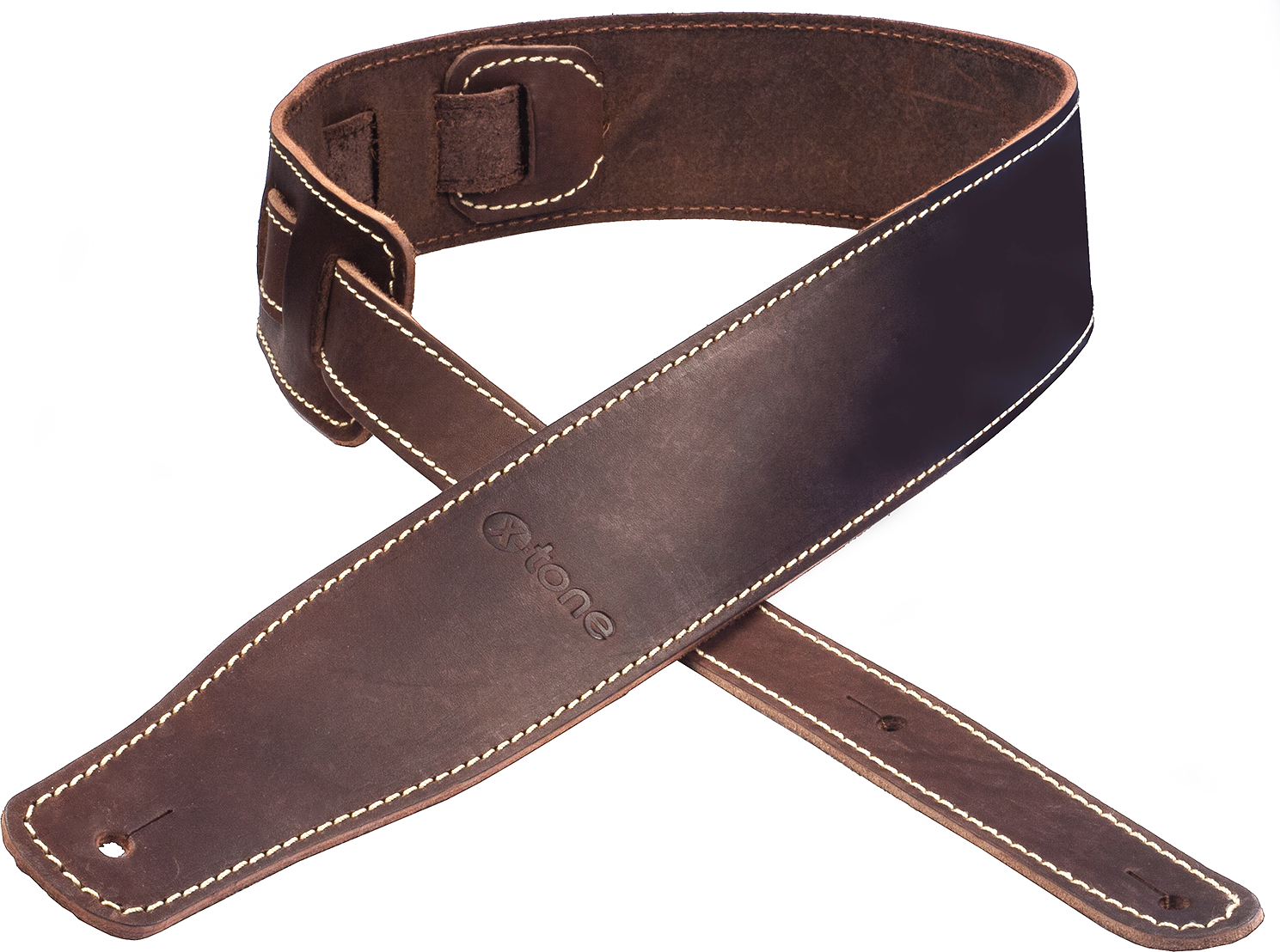 X-tone Xg 3151 Classic Leather Guitar Strap Cuir 6.5cm Brown - Guitar strap - Main picture