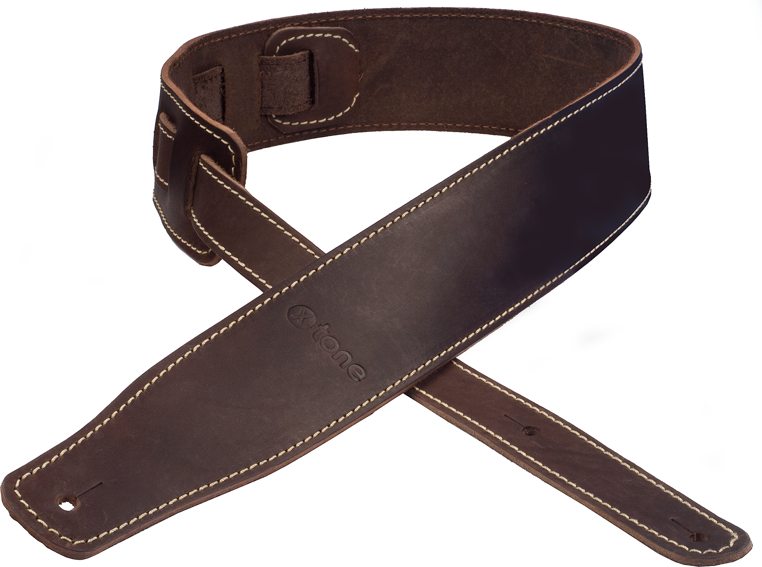 X-tone Xg 3152 Classic Leather Guitar Strap Cuir 6.5cm Dark Brown - Guitar strap - Main picture