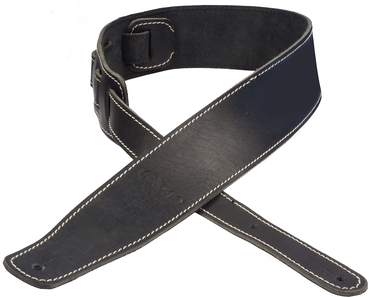 X-tone Xg 3153 Classic Leather Guitar Strap Cuir 6.5cm Black - Guitar strap - Main picture