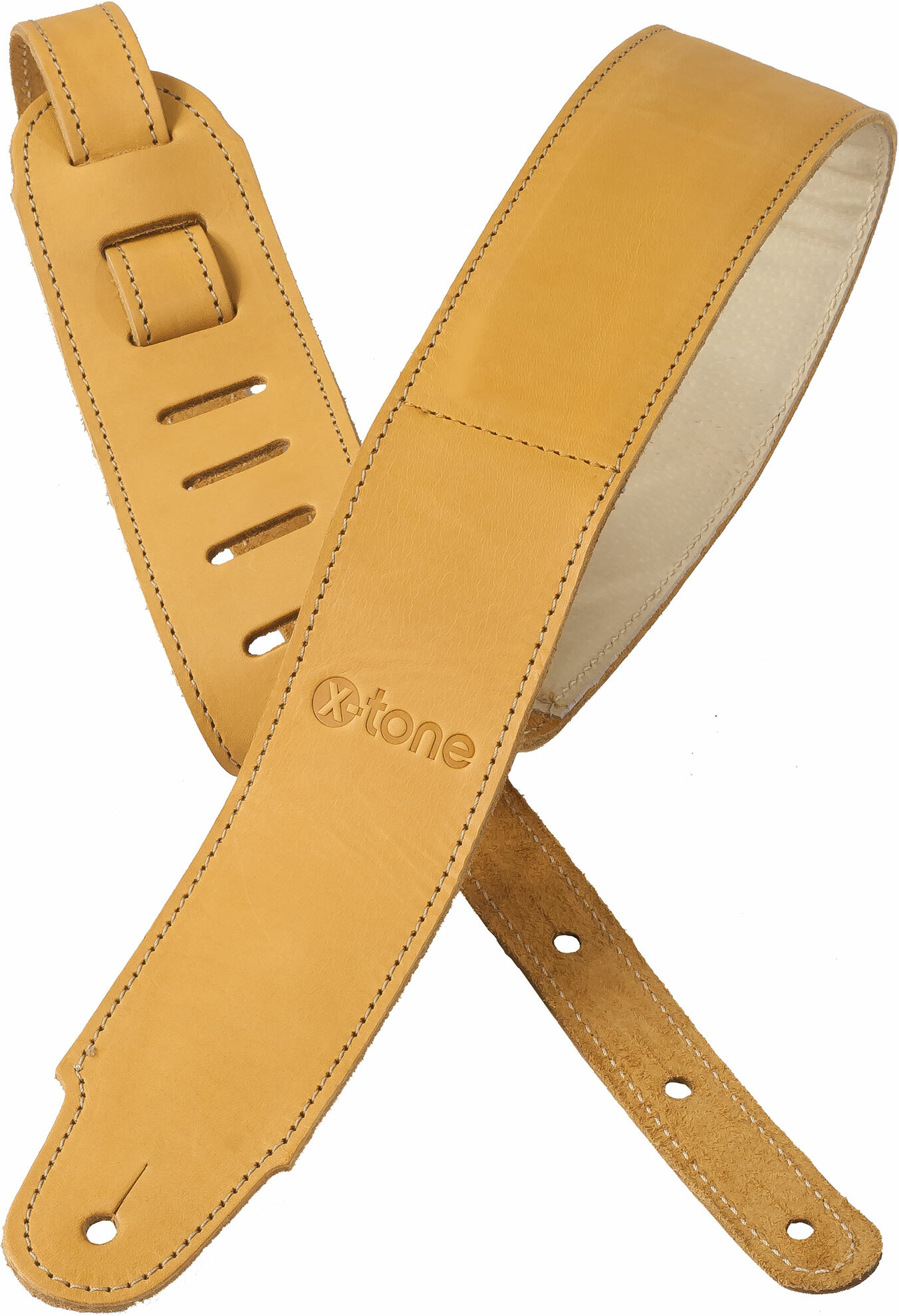 X-tone Xg 3154 Classic Plus Leather Guitar Strap Cuir RembourrÉe Brownstone Beige - Guitar strap - Main picture