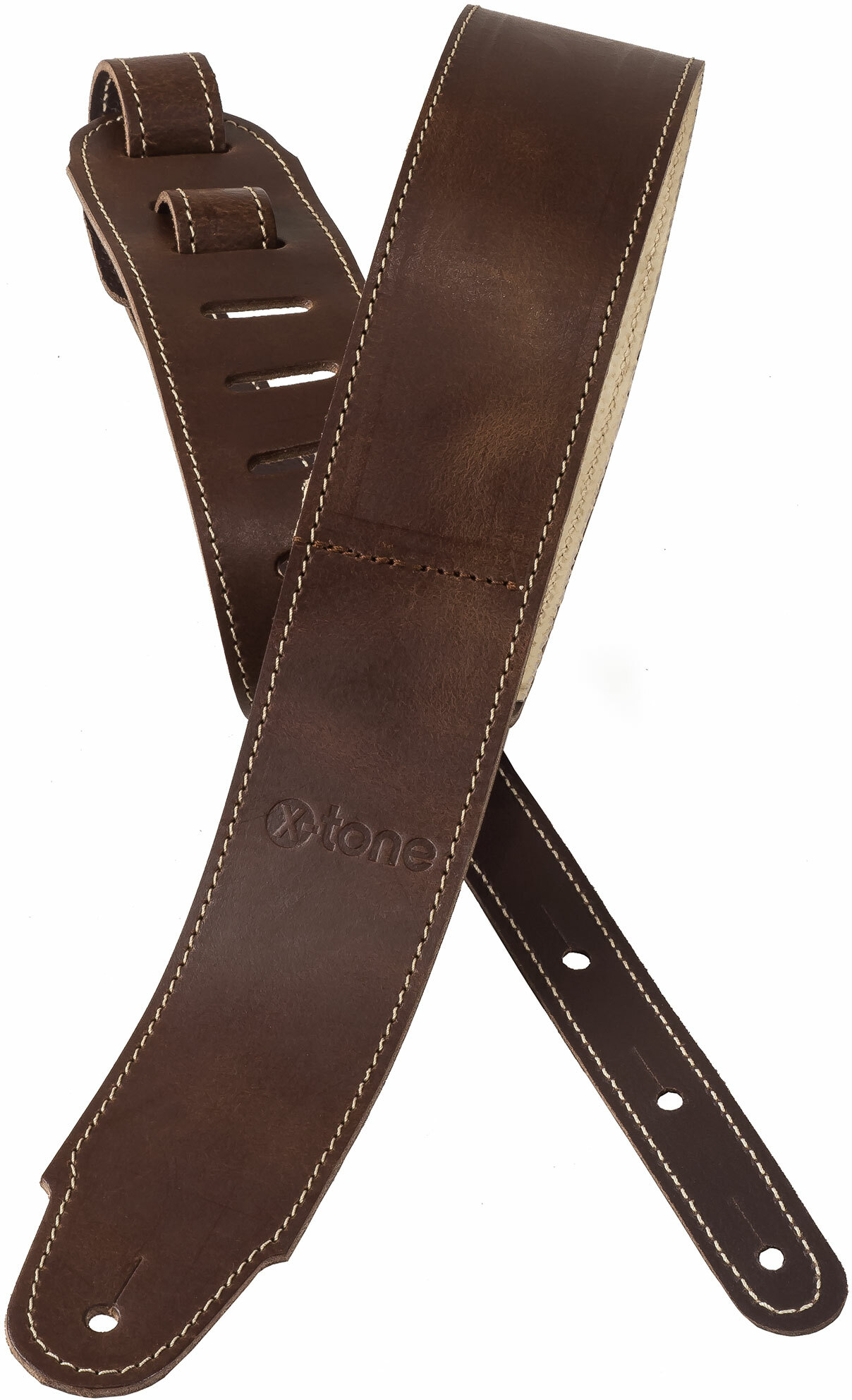 X-tone Xg 3155 Classic Plus Leather Guitar Strap Cuir RembourrÉe Brown - Guitar strap - Main picture