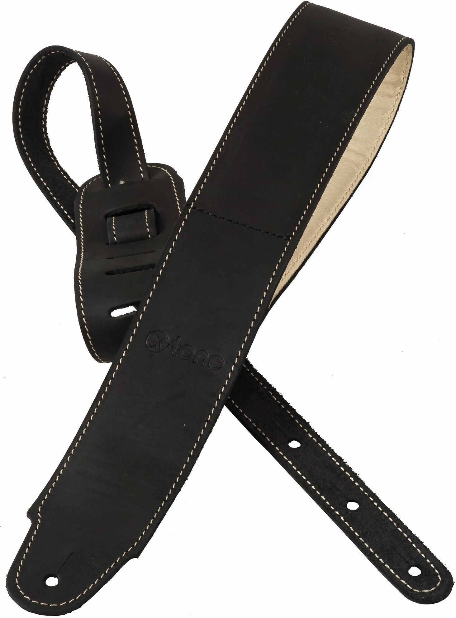 X-tone Xg 3157 Classic Plus Leather Guitar Strap Cuir RembourrÉe Black - Guitar strap - Main picture