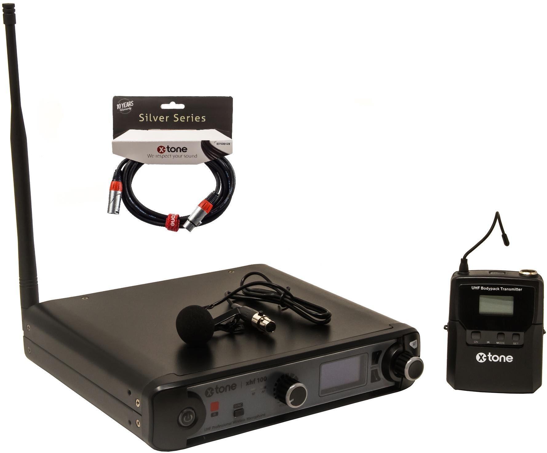 Wireless lavalier microphone X-tone XHF100L Systeme HF Cravate Frequence Fixe + Xlr Xlr 3 mètres