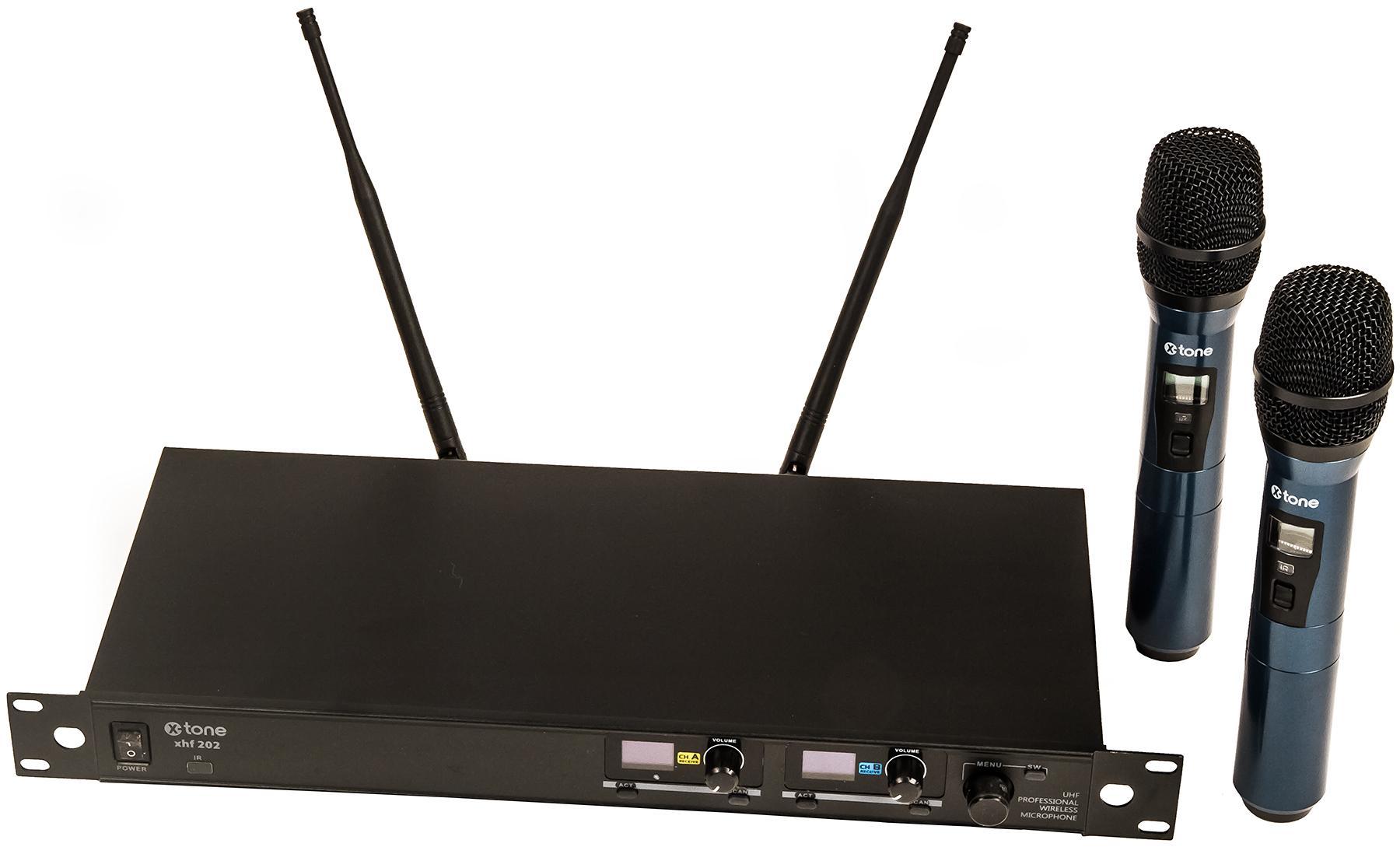 Wireless handheld microphone X-tone XHF202 Systeme HF Main Multi Frequences 2 Canaux