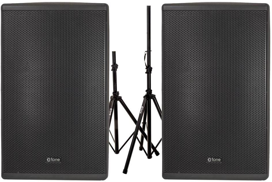 Complete pa system X-tone XTS-15(paire) +XH 6310 Pied Enceinte Paire + Sac