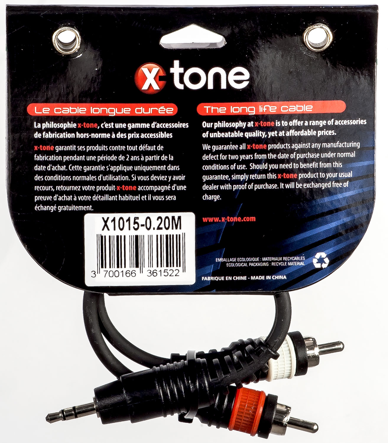 X-tone X1015-0.20m - Jack(m) 3,5 Stereo / 2 Rca(m) - Cable - Variation 1