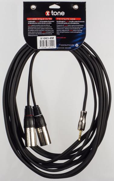 Cable X-tone X1063-6M - Jack(M) 3,5 Stereo / 2 XLR(M)