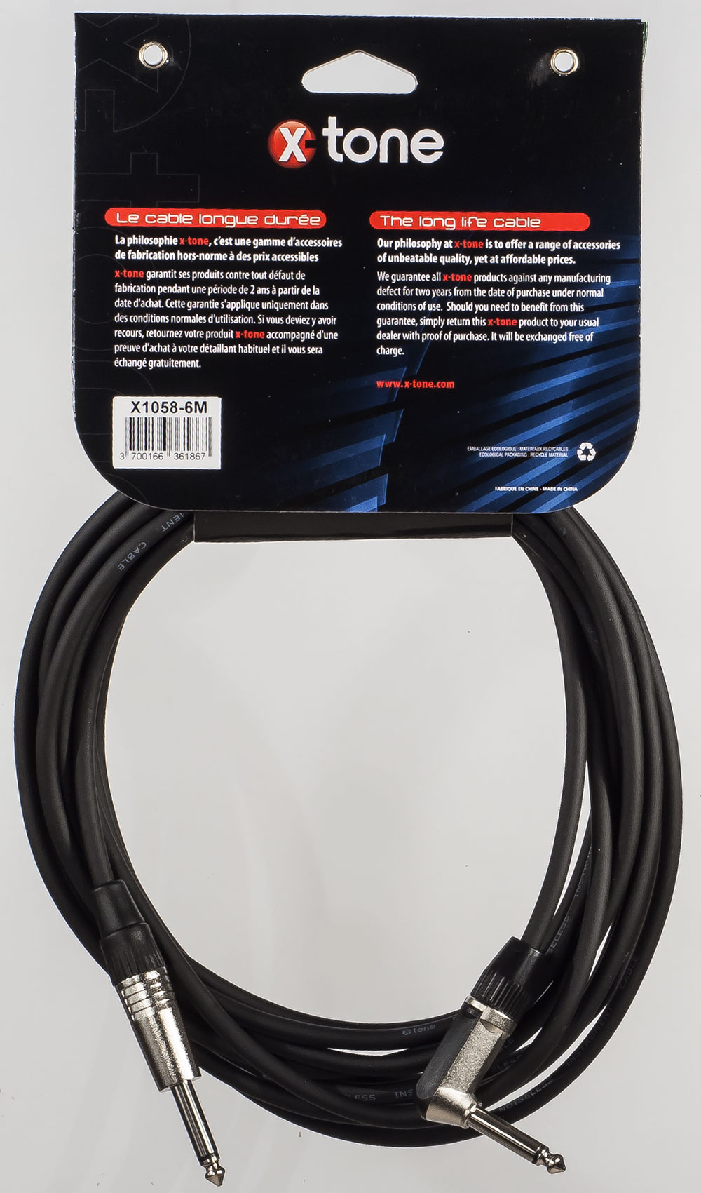 X-tone X1058-6m - Jack(m) 6,35 Mono CoudÉ / Jack(m) 6,35 Mono - Cable - Variation 1