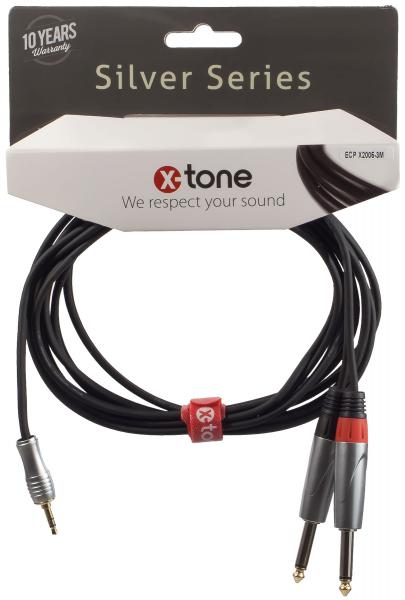 Cable X-tone X2005-3M - Jack M 3,5 Stereo / 2 Jack M 6,35 mono SILVER SERIES