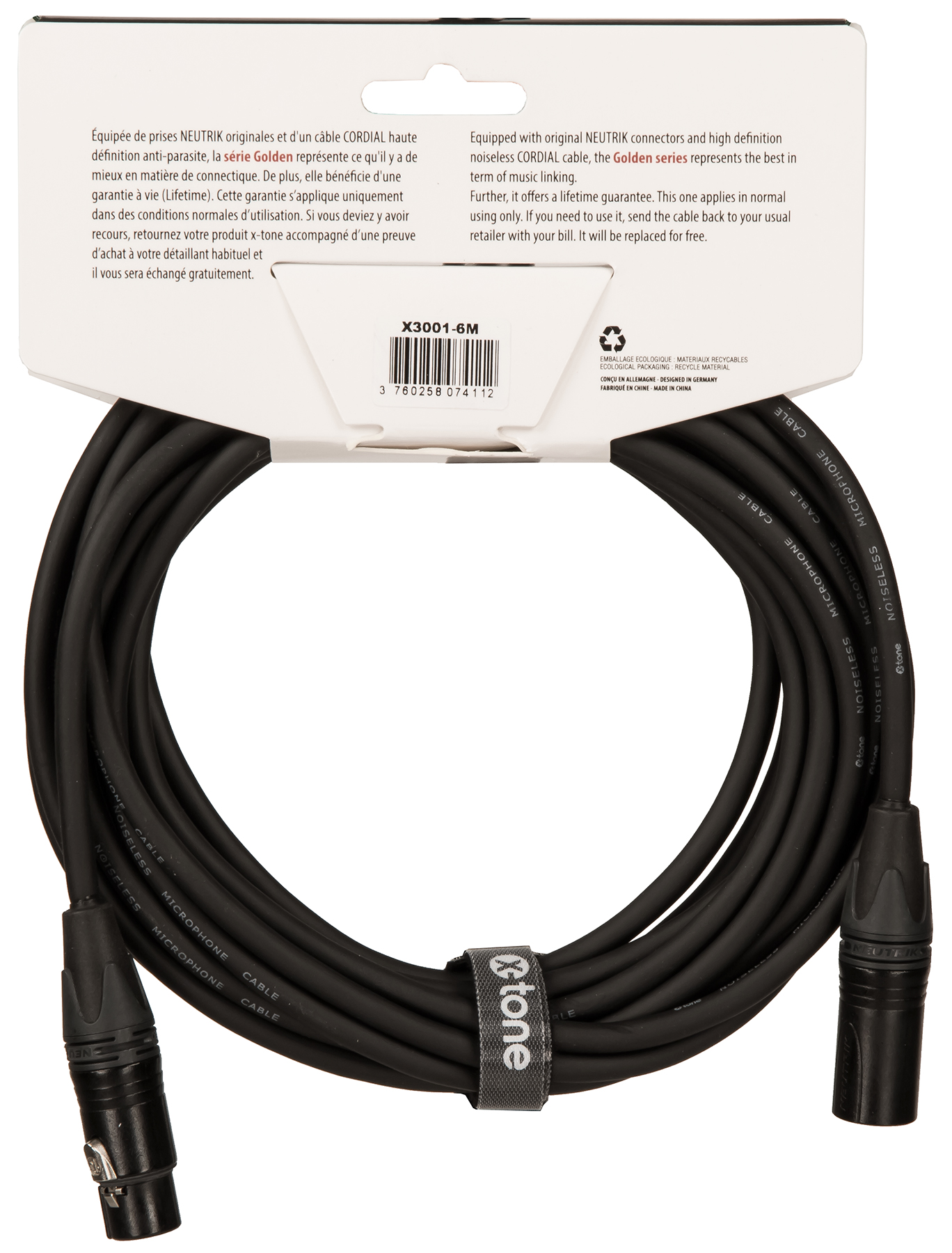 X-tone X3001-6m - Xlr(m) / Xlr(f) Golden Series - Cable - Variation 2