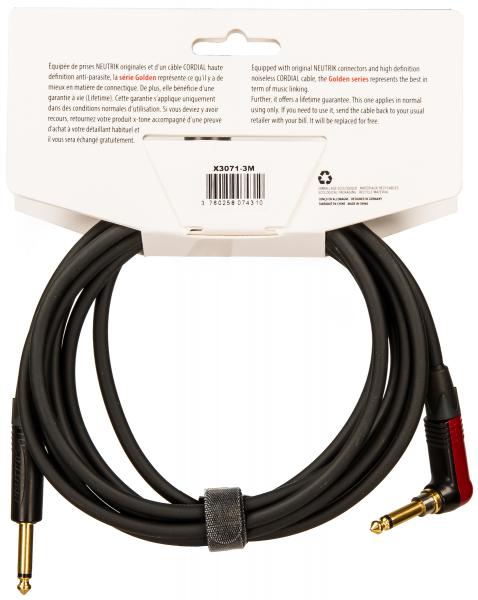 Cable X-tone X3071-3 Instrument Cable Right/Angled 3m Golden Series