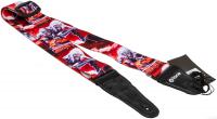 XG 3106 Nylon Guitar Strap Skull With Hair - Black & Red