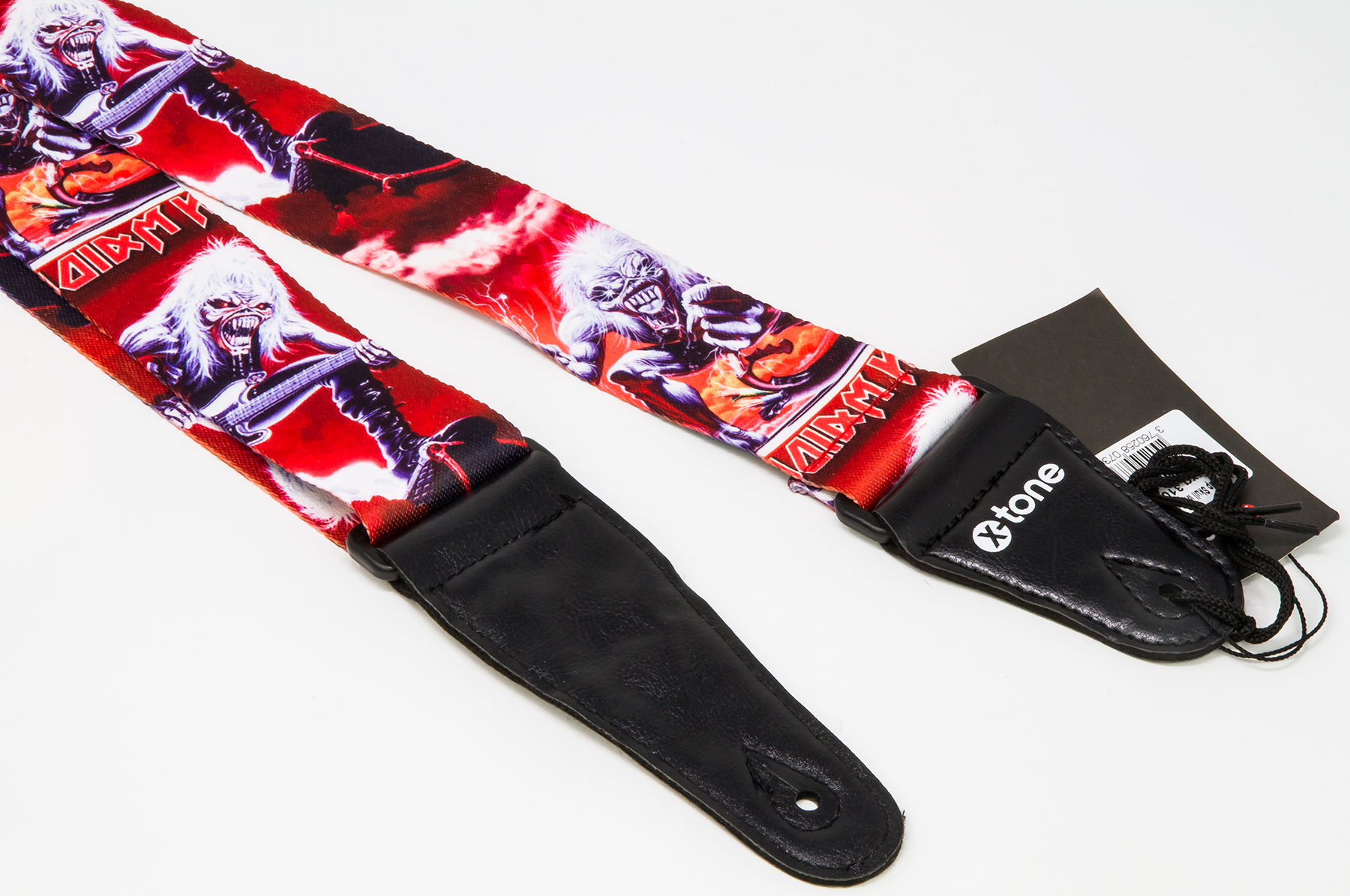 X-tone Xg 3106 Nylon Guitar Strap Skull With Hair Black & Red - Guitar strap - Variation 1