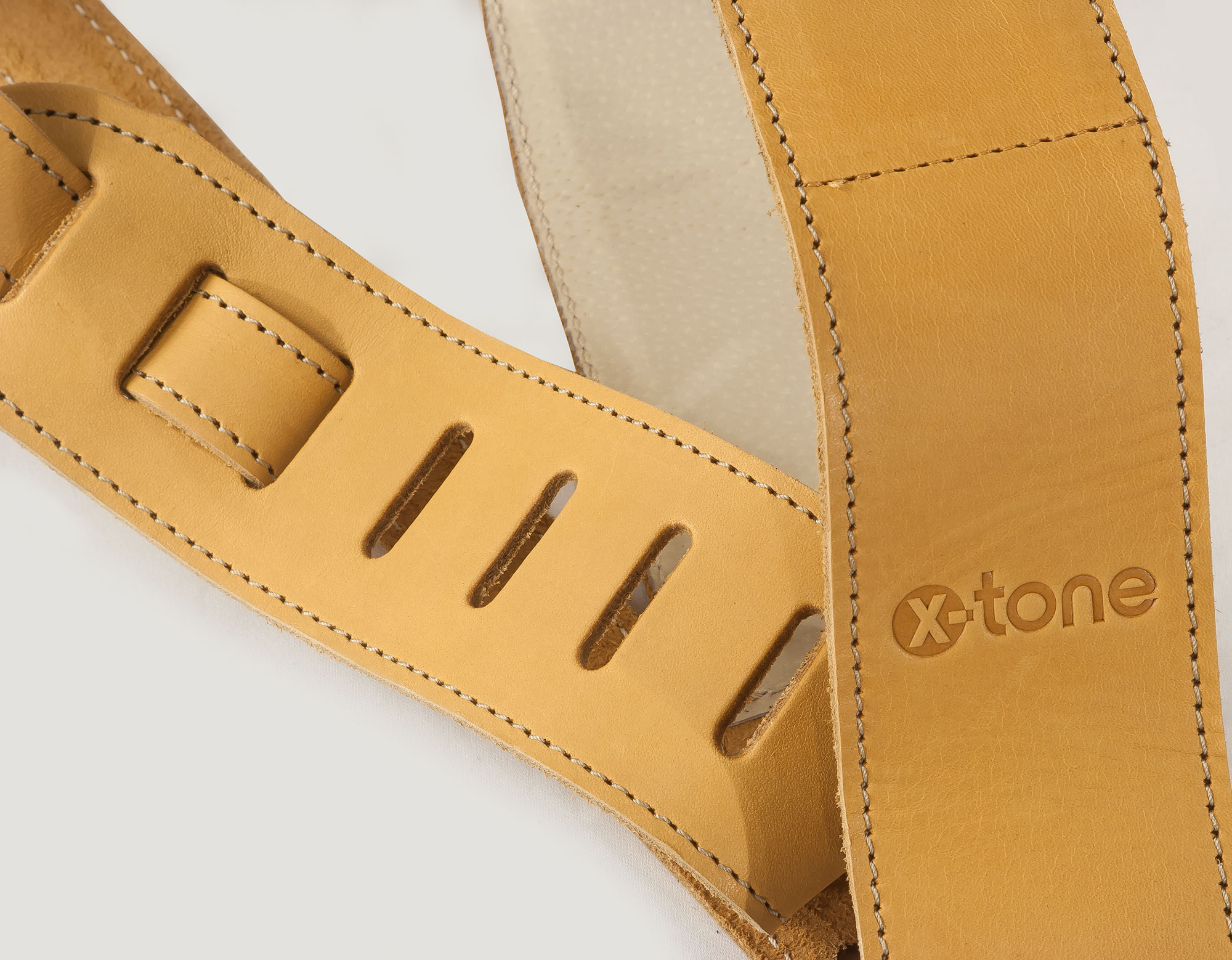 X-tone Xg 3154 Classic Plus Leather Guitar Strap Cuir RembourrÉe Brownstone Beige - Guitar strap - Variation 1