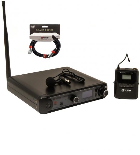 Wireless lavalier microphone X-tone XHF100L Systeme HF Cravate Frequence Fixe + Xlr Xlr 3 mètres