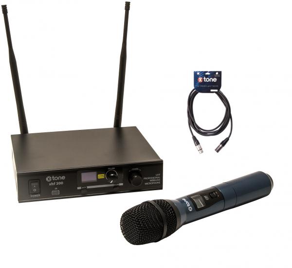 Wireless handheld microphone X-tone XHF200 Systeme HF Main Multi Frequences + X-TONE xlr xlr3 m