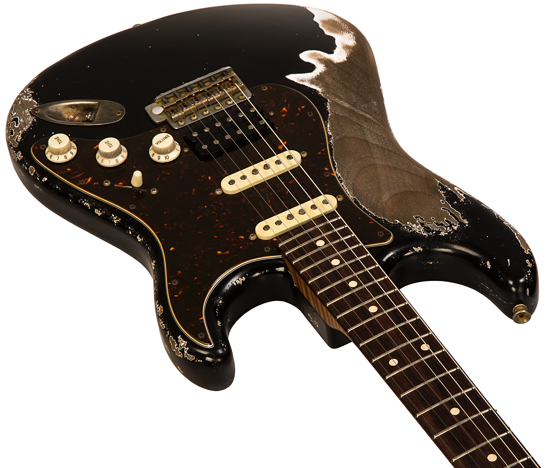 Xotic Xsc-2 Alder California Class Hss Trem Mn #2100 - Super Heavy Aging Black - Str shape electric guitar - Variation 1