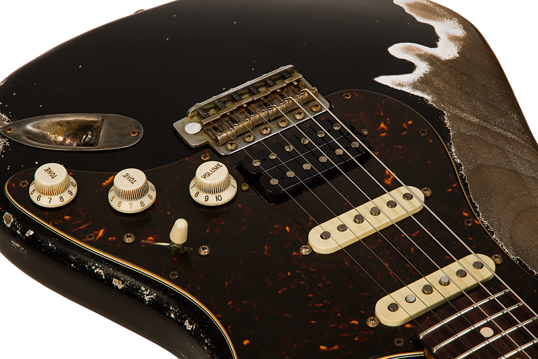 Xotic Xsc-2 Alder California Class Hss Trem Mn #2100 - Super Heavy Aging Black - Str shape electric guitar - Variation 3
