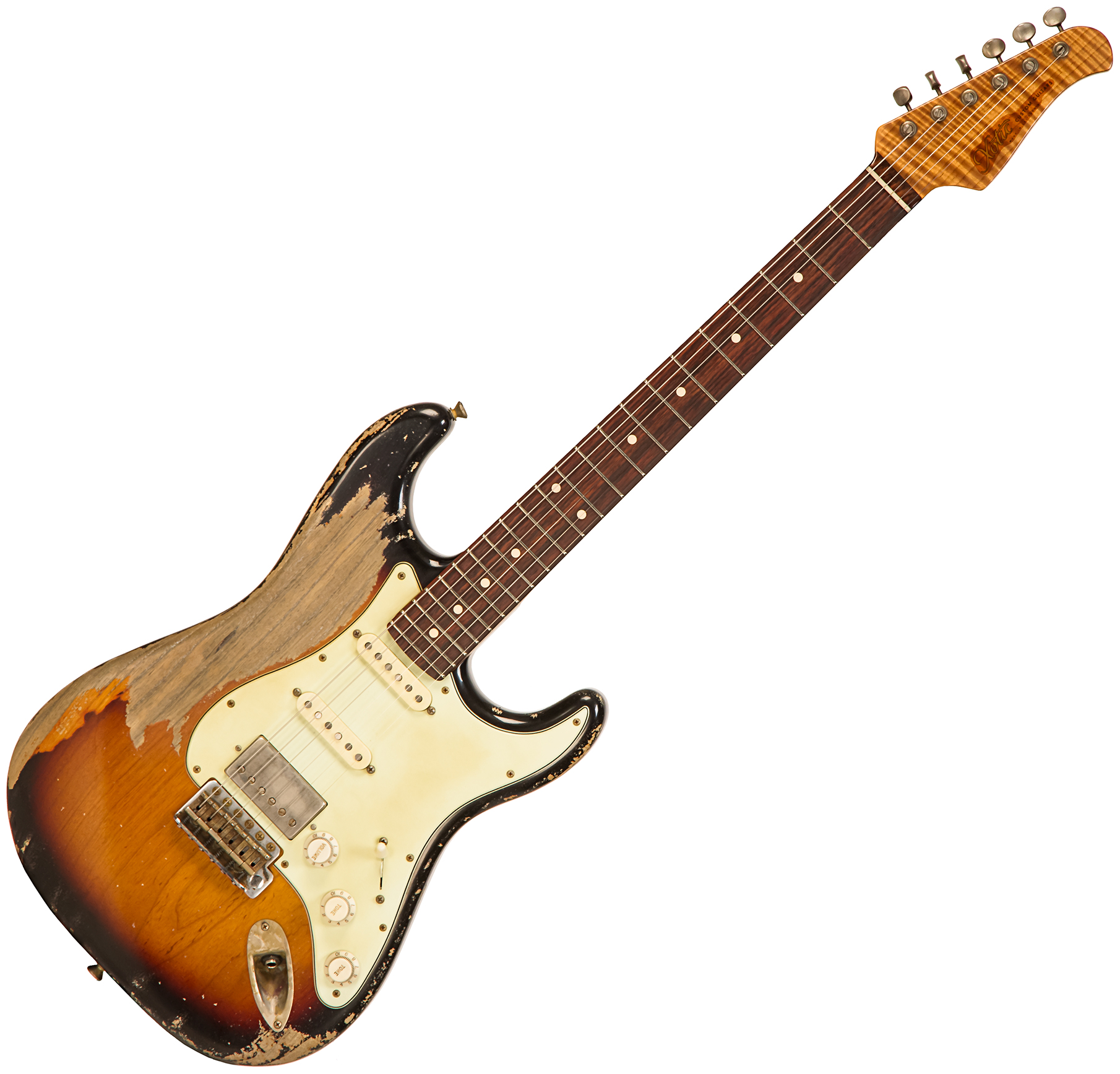 Xotic Xsc-2 Ash Calif. Class Hss Rw #2090 - Super Heavy Aging 3 Tone Burst - Str shape electric guitar - Main picture