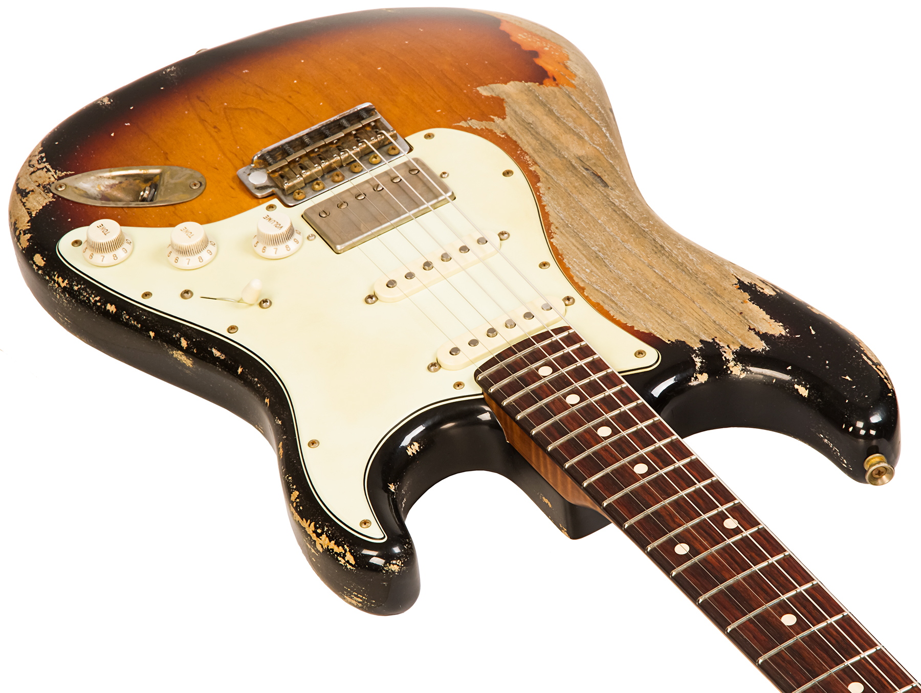 Xotic Xsc-2 Ash Calif. Class Hss Rw #2090 - Super Heavy Aging 3 Tone Burst - Str shape electric guitar - Variation 1