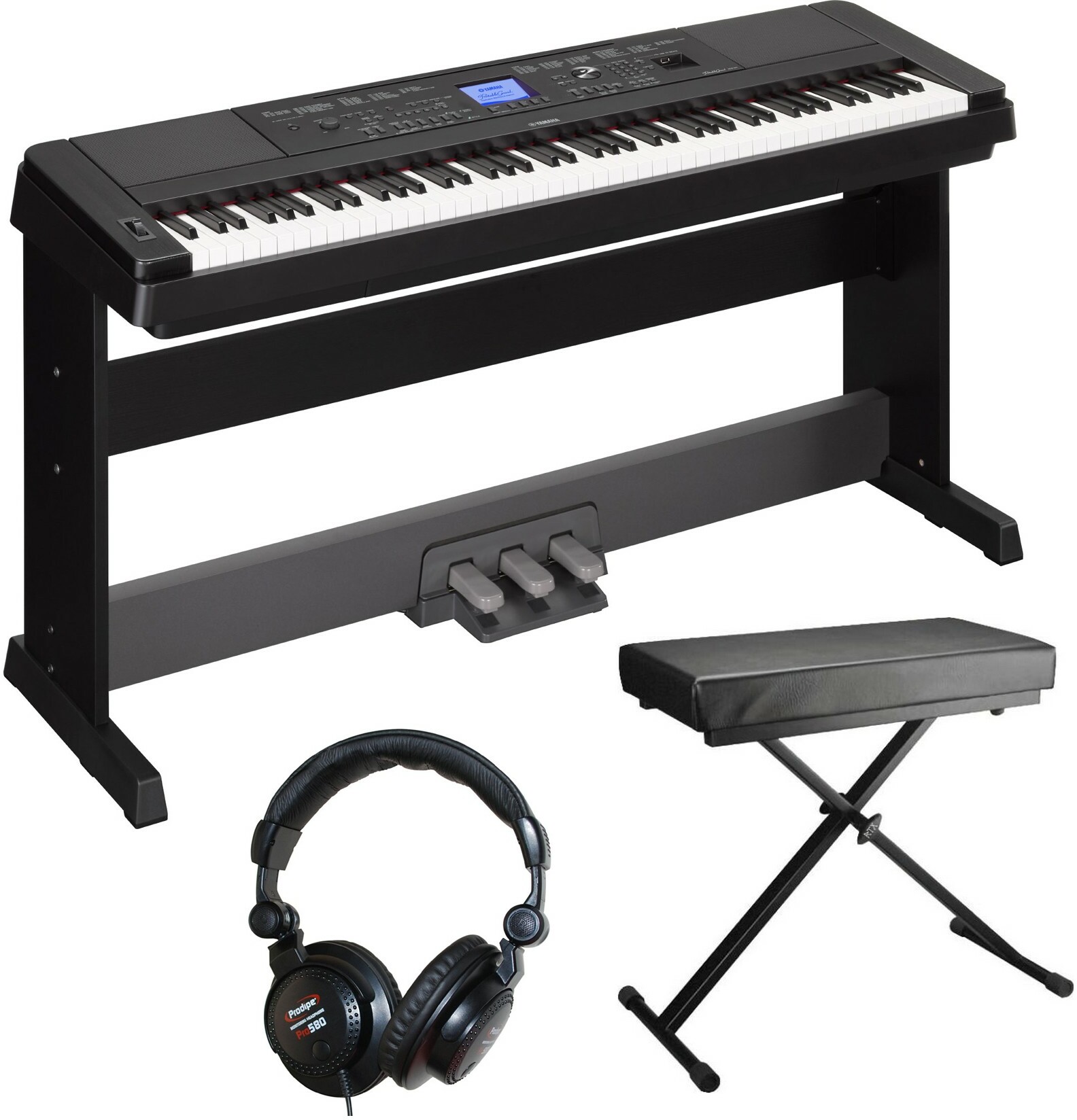 Yamaha Dgx660-b + PÉdalier Lp7a + Banquette + Casque - Black - Digital piano with stand - Main picture