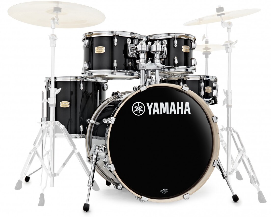 Yamaha Stage Custom Birch 22 Raven Black + Pack Hw680w - 5 FÛts - Raven Black - Rock drum kit - Main picture
