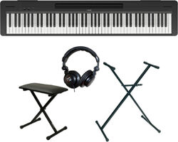 Portable digital piano Yamaha P-145 Black + Stand Clavier + Casque + Banquette Pliable