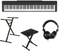 Portable digital piano Yamaha P-225 Black  + Stand (XH 6102) + Banquette (xb 6150) + Casque (PRO580)