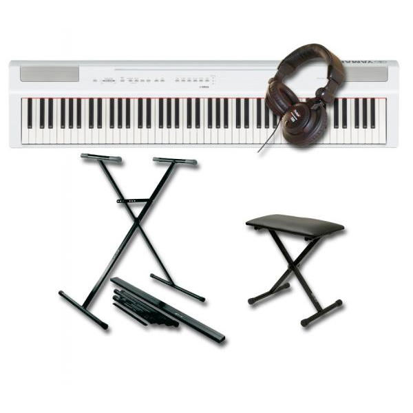 Keyboard set Yamaha P-125WH + stand en X + casque + banquette