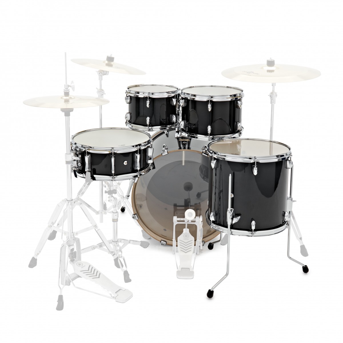 Yamaha Stage Custom Birch 22 Raven Black + Pack Hw680w - 5 FÛts - Raven Black - Rock drum kit - Variation 1