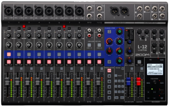 Analog mixing desk Zoom LiveTrak L-12
